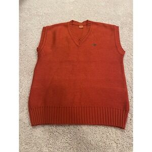 D&G Dolce & Gabbana Men's Knit Sweater Vest Burnt Orange V-Neck Logo